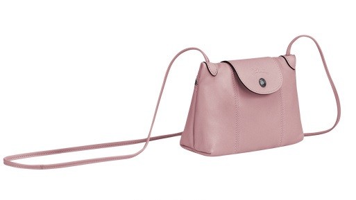 Longchamp Antique Pink Le Pliage Cuir Medium Shopping Tote (Logo Strap) –